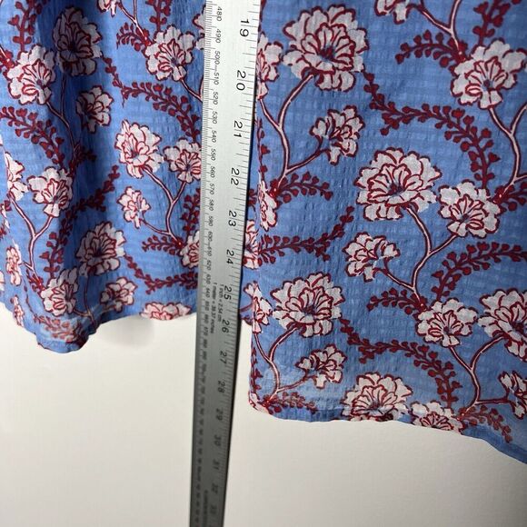 ALC Top Womens 4 Floral V Neck Flowy Lined Lightweight Boho Feminine Blue Shirt - Picture 4 of 14